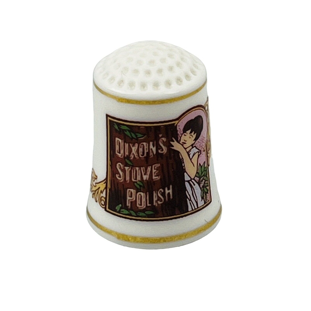 Vintage Franklin Mint Dixon's Stove Polish Thimble Country Store Porcelain 1980